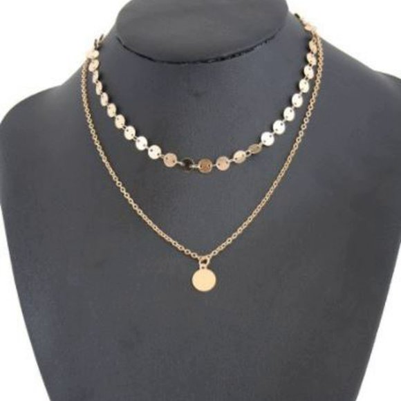 Double Layered Gold Coin Necklace - Picture 5 of 6